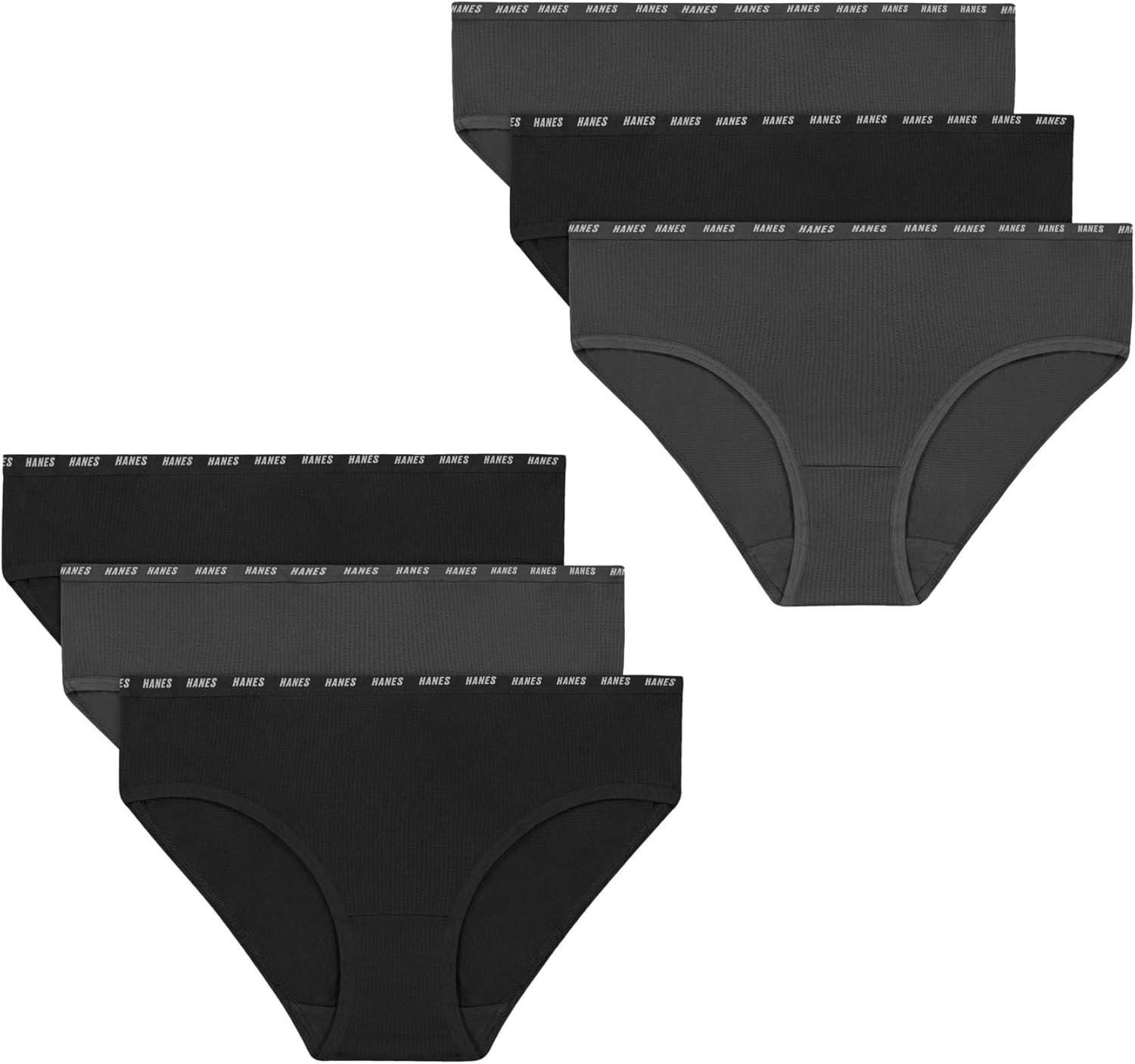 imageHanes Girls Big Moves Breathable Stretch Tween UnderwearBlackGrey