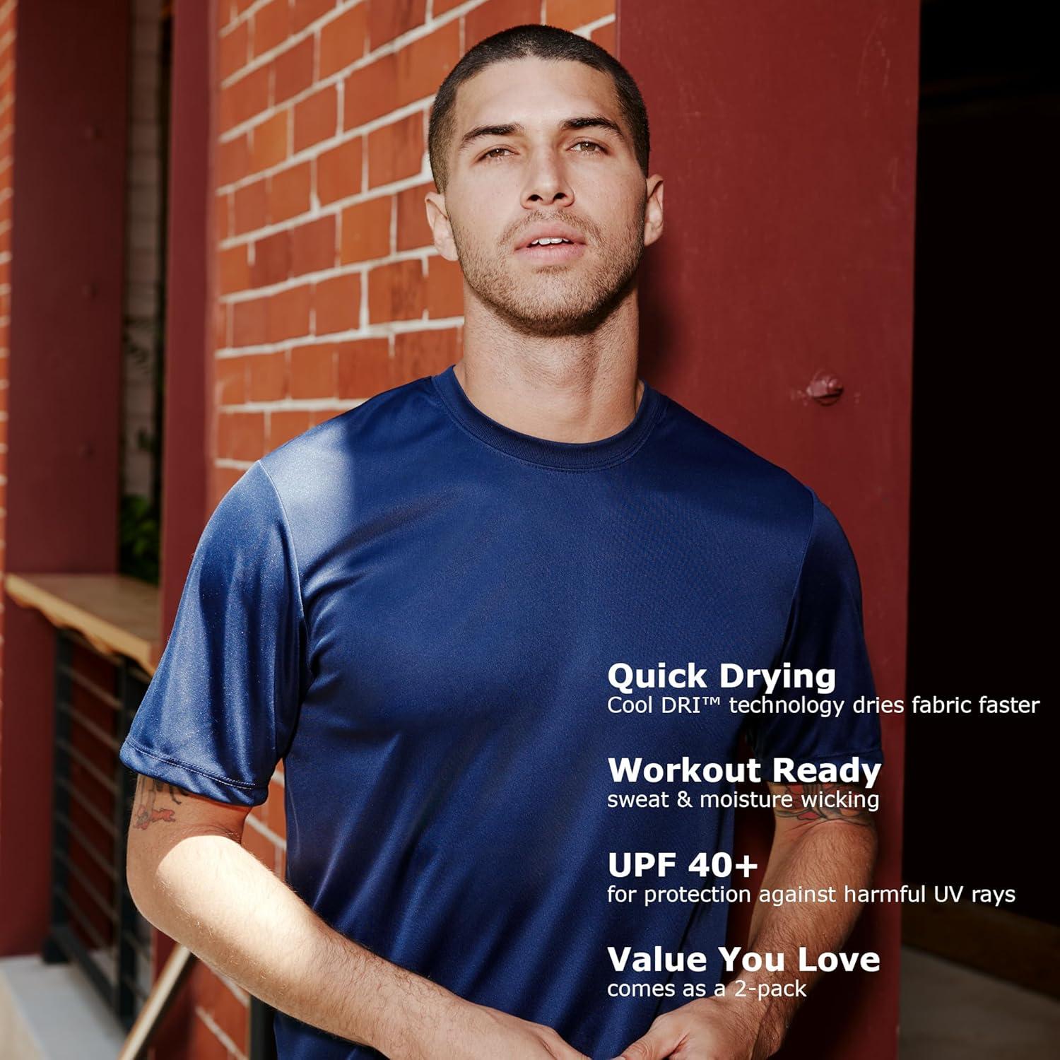imageHanes Mens Cool Dri Performance TShirt MoistureWicking Short Sleeve Tee 40 UPF Protection 2 Or 5 PackDeep Royal 2 Pack