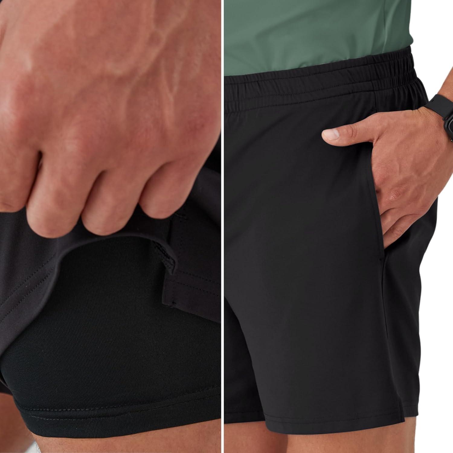 imageHanes Mens Moves Workout Shorts with Boxer Brief Liner amp Total Support Pouch MoistureWicking Shorts 7 InseamBlack