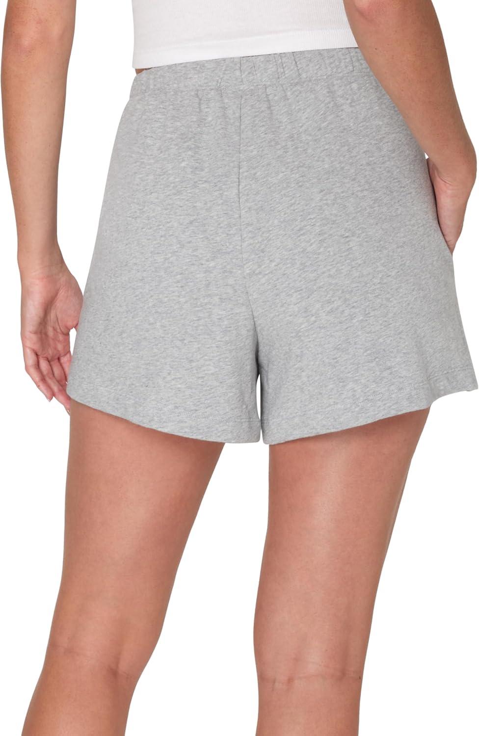 imageHanes Womens Originals French Terry Lounge Shorts Comfywear Loungewear Sleep Shorts for Women 4Heritage Grey Marle