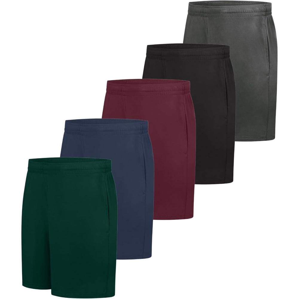 imageHanes Mens Shorts Pack 5Pack Cooldri Athletic Shorts for Men MoistureWicking Odor Control 7 InseamCharcoalBlackMaroonNavyDeep Forest