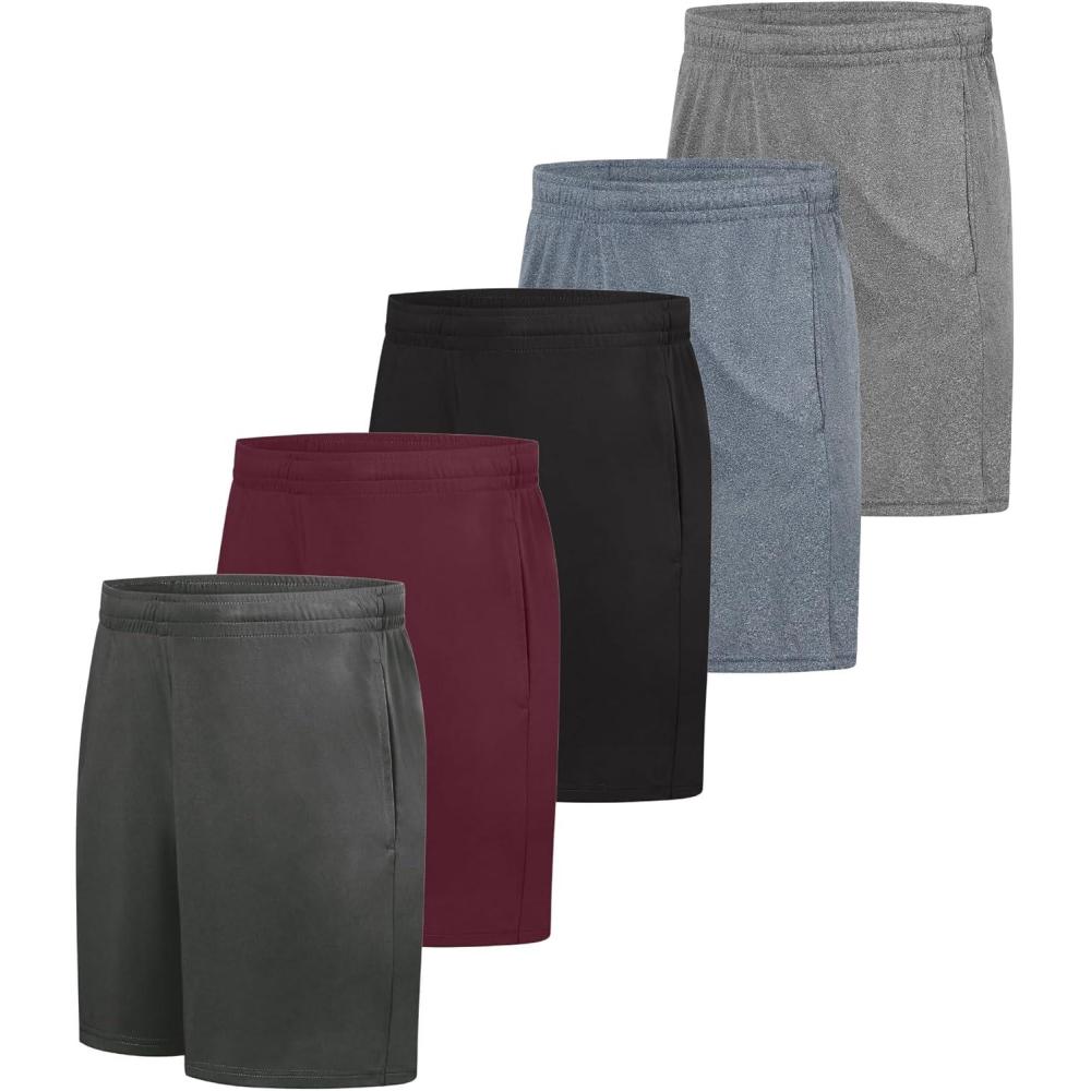 imageHanes Mens Shorts Pack 5Pack Cooldri Athletic Shorts for Men MoistureWicking Odor Control 7 InseamGray HeatherNavy HeatherBlackMaroonCharcoal