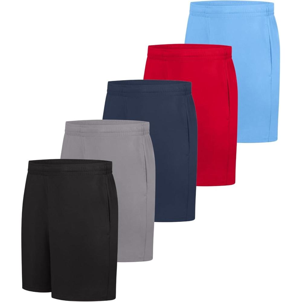 imageHanes Mens Shorts Pack 5Pack Cooldri Athletic Shorts for Men MoistureWicking Odor Control 7 InseamLight BlueDeep RedNavyGraphiteBlack