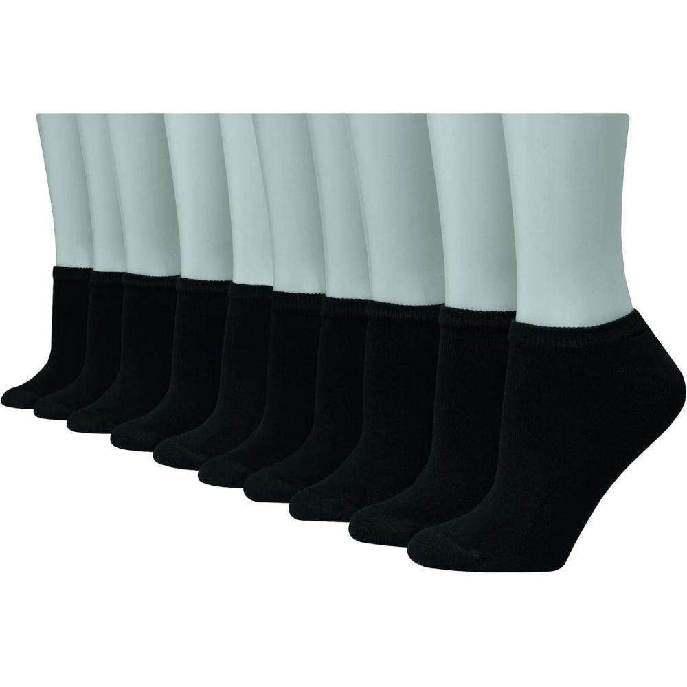 imageHanes Womens Cool Comfort NoShow Socks MoistureWicking Socks 14PackBlack  10 Pack