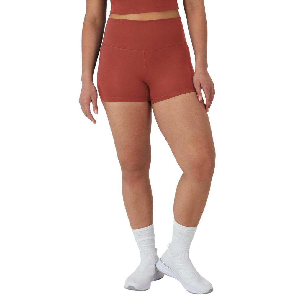 imageHanes Womens Moves Bike Shorts Soft amp Stretchy Workout Shorts with Interior Pocket MoistureWicking 3 Or 7 InseamCoral Camelia