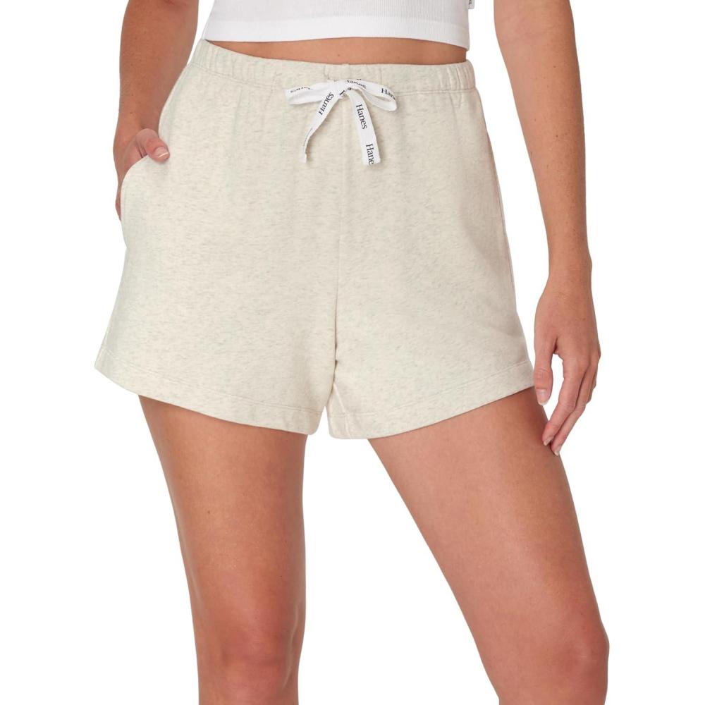 imageHanes Womens Originals French Terry Lounge Shorts Comfywear Loungewear Sleep Shorts for Women 4Oatmeal Marle