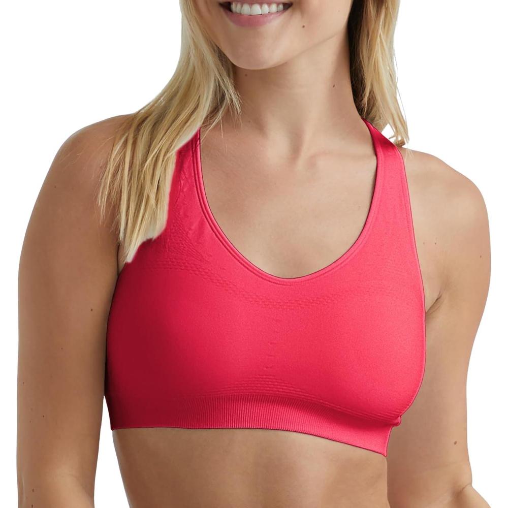 imageHanes Womens Sport Seamless Racerback Sports BraRazzle Pink