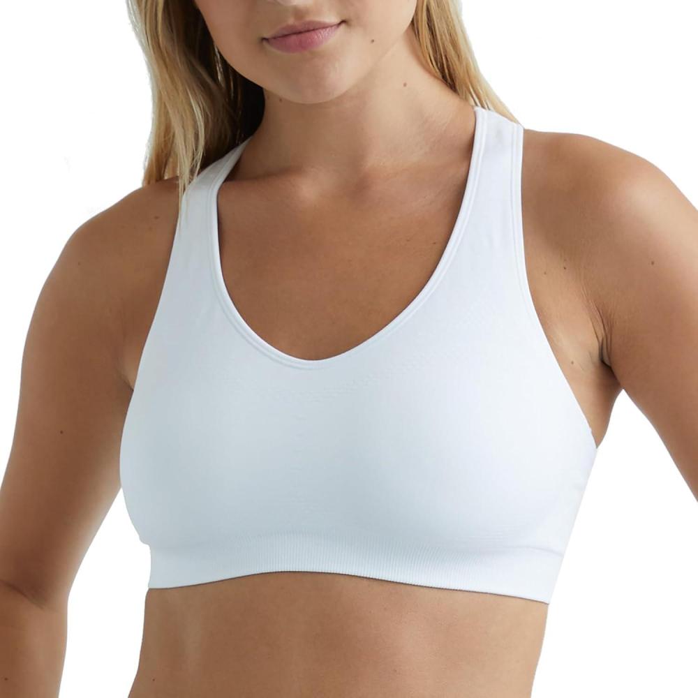 imageHanes Womens Sport Seamless Racerback Sports BraTrue White  1 Pack