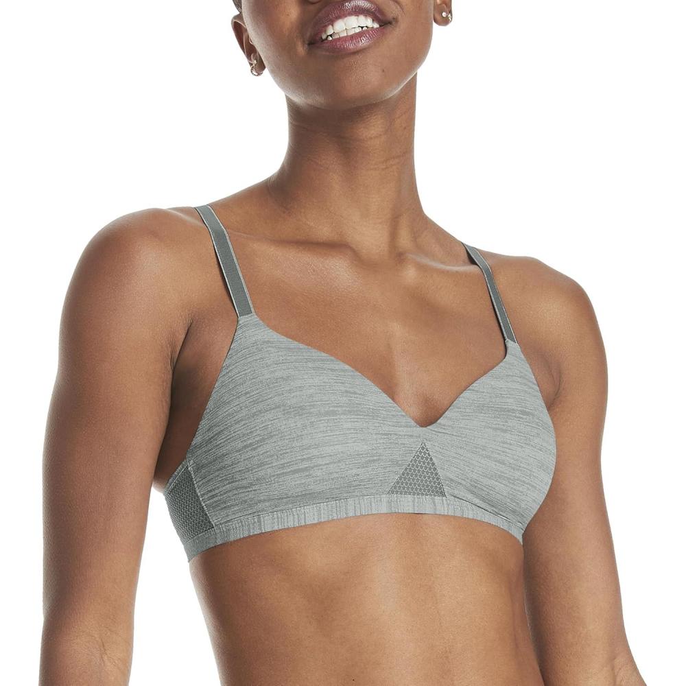 imageHanes Womens TShirt Bra Pack Oh So Light Wireless Bra for Women Convertible Straps Single or 2PackCoolest Grey Heather Print