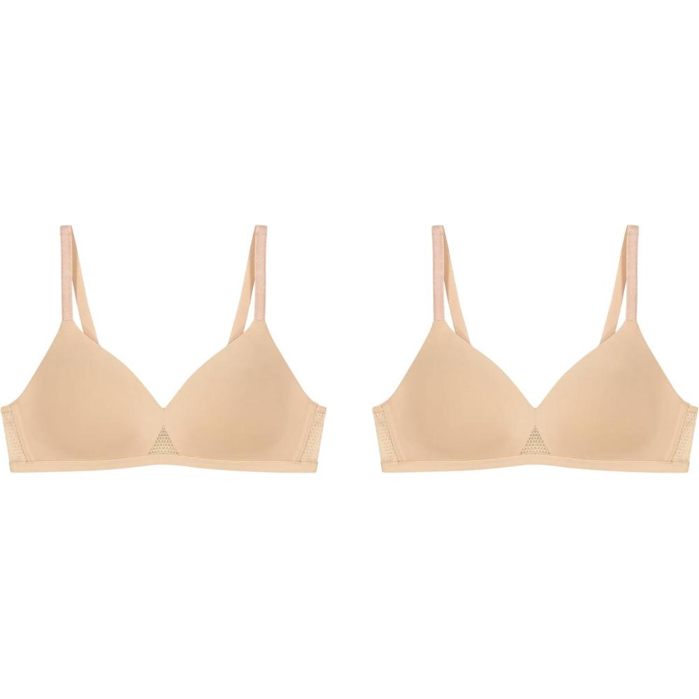 imageHanes Womens TShirt Bra Pack Oh So Light Wireless Bra for Women Convertible Straps Single or 2PackNudeNude