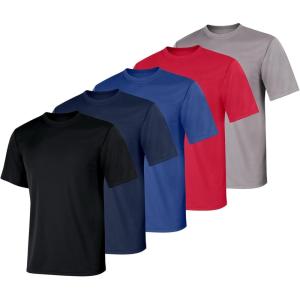 Hanes Mens Cool Dri Performance T-Shirt, Moisture-Wicking Short Sleeve Tee, 40+ UPF Protection, 2 Or 5 Pack(Black/Navy/Grey/Royal/Red – 5 Pack)