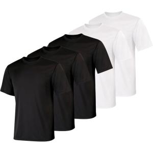Hanes Mens Cool Dri Performance T-Shirt, Moisture-Wicking Short Sleeve Tee, 40+ UPF Protection, 2 Or 5 Pack(Black/White – 5 Pack)