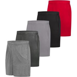 Hanes Mens Shorts Pack, 5-Pack, Cooldri Athletic Shorts for Men, Moisture-Wicking, Odor Control, 7″ Inseam(Deep Red/Black/Graphite/Charcoal/Gray Heather)