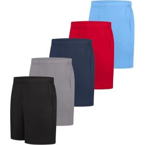 Hanes Mens Shorts Pack, 5-Pack, Cooldri Athletic Shorts for Men, Moisture-Wicking, Odor Control, 7″ Inseam(Light Blue/Deep Red/Navy/Graphite/Black)