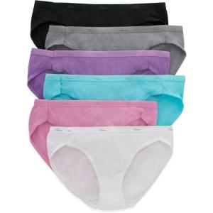 Hanes Women’s Bikini Underwear Pack, Moisture-wicking Cotton Bikini Panties, 6-pack (Colors May Vary)(Solid/Print Mix)