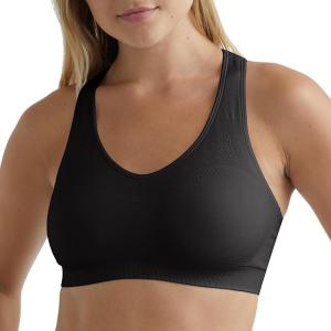 Hanes Womens Sport Seamless Racerback Sports Bra(Ebony – 1 Pack)