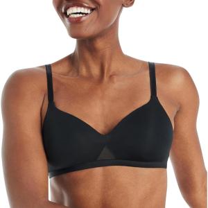 Hanes Women’s T-Shirt Bra Pack, Oh So Light Wireless Bra for Women, Convertible Straps, Single or 2-Pack(Black/Nude)