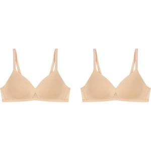 Hanes Women’s T-Shirt Bra Pack, Oh So Light Wireless Bra for Women, Convertible Straps, Single or 2-Pack(Nude/Nude)