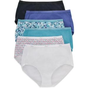 Hanes womens High-waisted Brief Panties, 6-pack, Moisture-wicking Cotton Brief Underwear (Colors May Vary)(Solid/Print Mix)