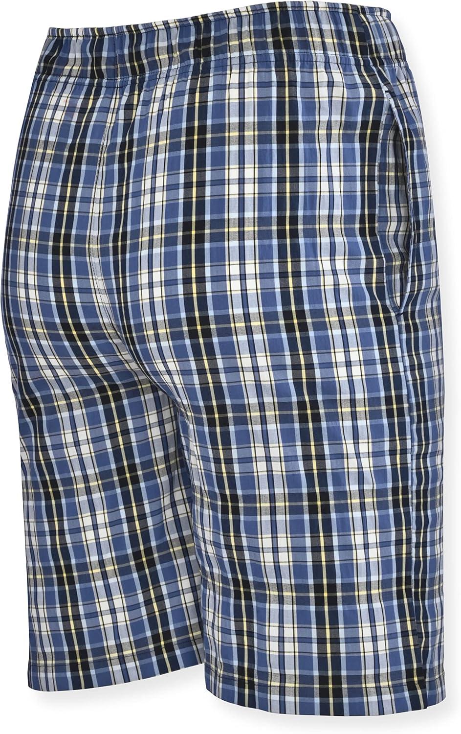 imageHanes Mens 2Pack Woven Pajama Shorts Lightweight Breathable Lounge Fit for Summer Pantalones Cortos para Hombre 2PackBlueBlack