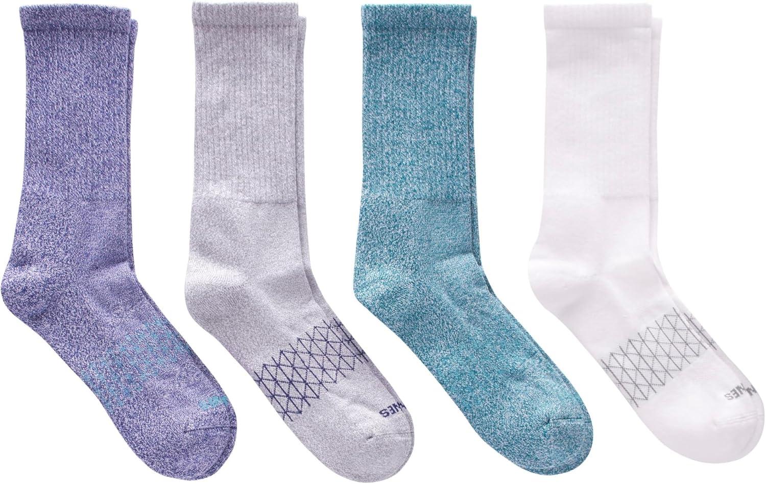 imageHanes Mens Absolute Active Cushioned Crew Socks 4PackBlue and Grey Marl Assortment