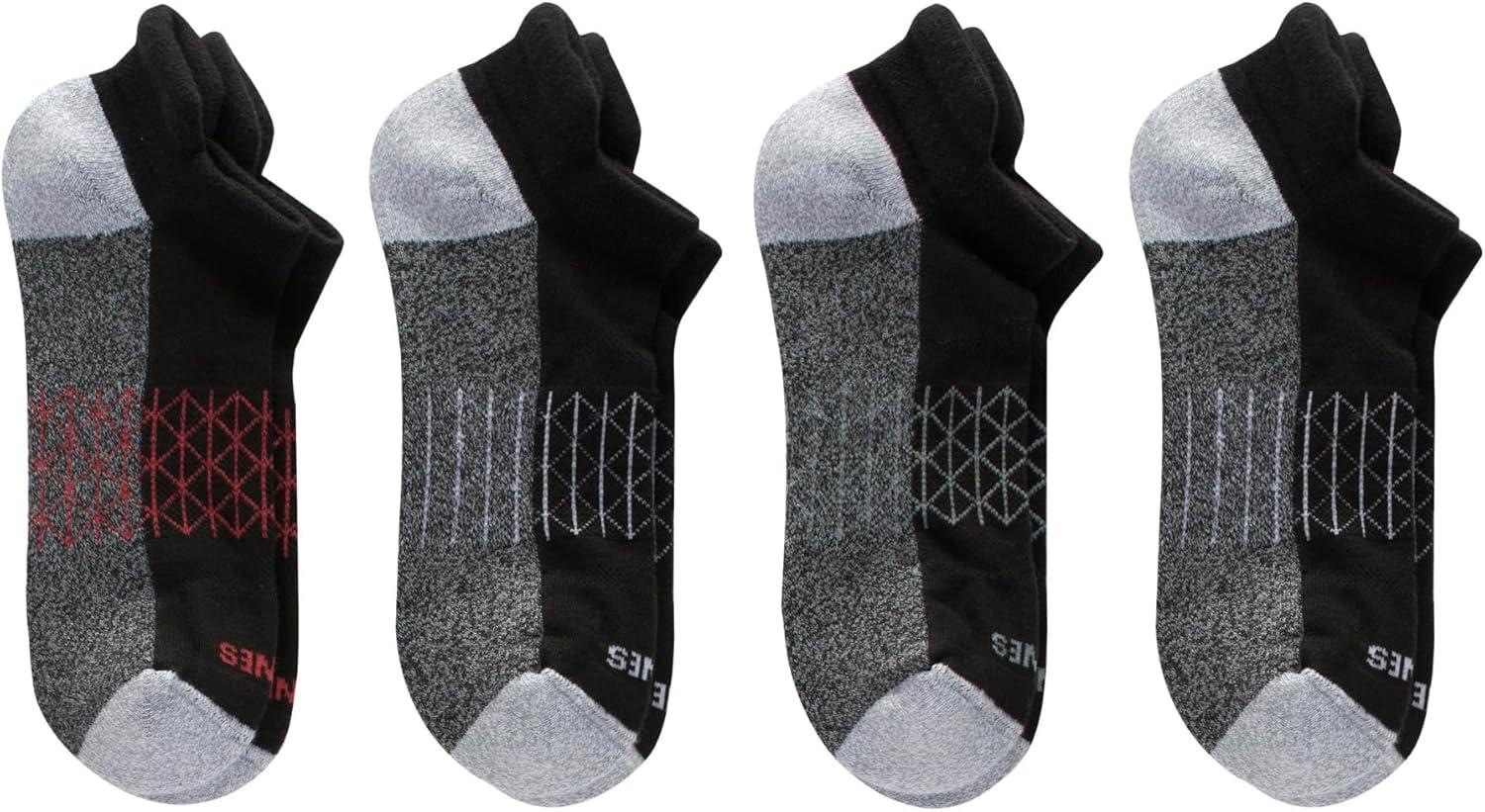 imageHanes Mens Absolute Active Cushioned Heel Shield Moisture Wicking Socks 4PackBlack With Gray Foot Bottom
