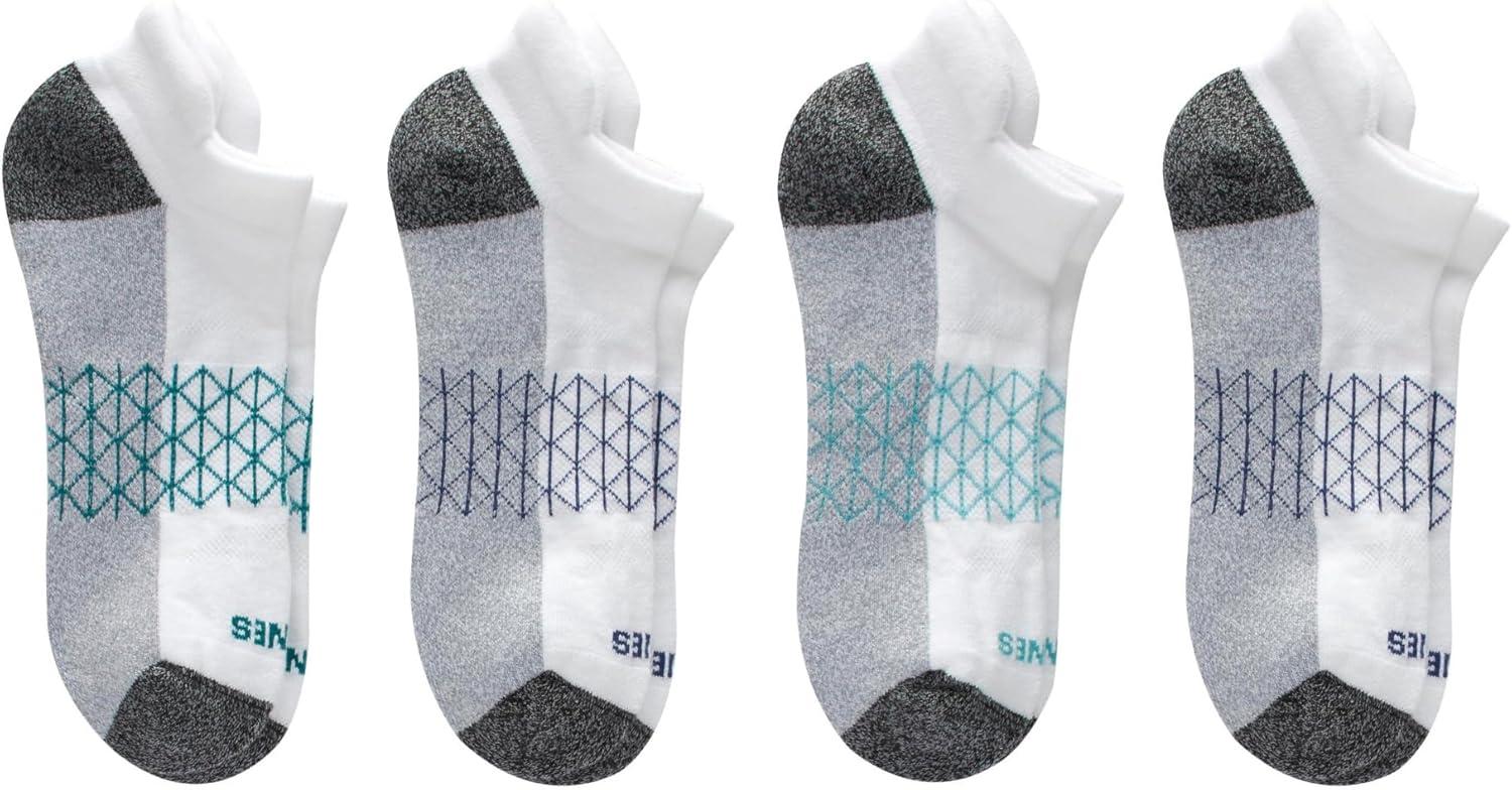 imageHanes Mens Absolute Active Cushioned Heel Shield Moisture Wicking Socks 4PackWhite With Gray Foot Bottom