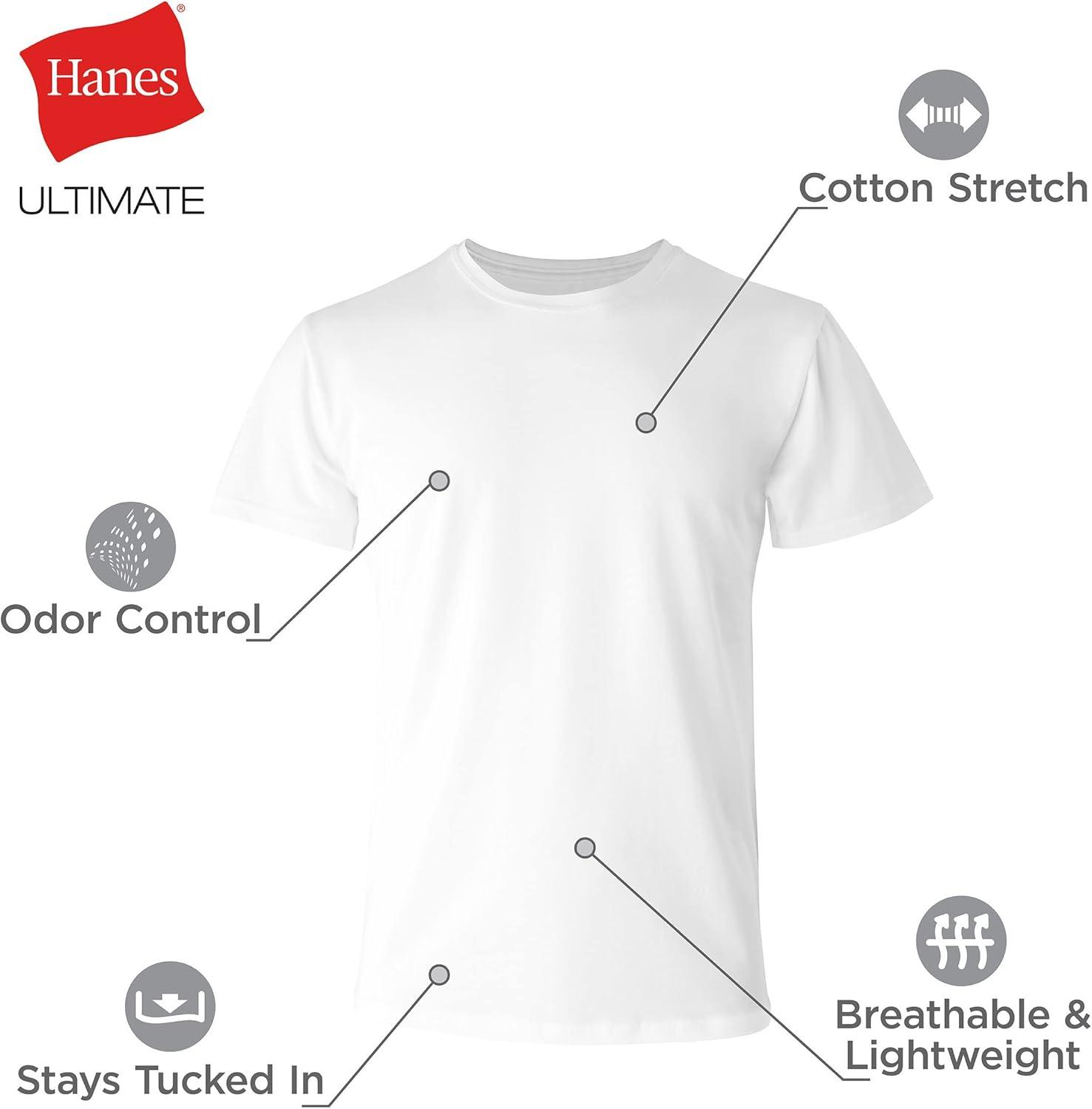 imageHanes Mens Hanes Ultimate Comfort Fit Undershirt Mens Crewneck StretchCotton TShirt 4PackWhite 4 Pack