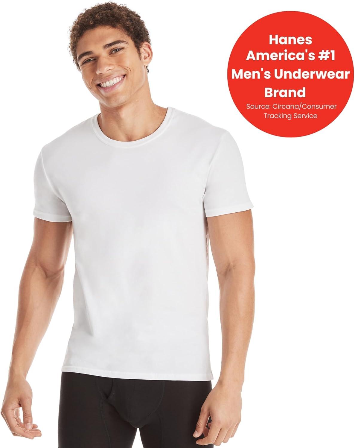 imageHanes Mens Hanes Ultimate Comfort Fit Undershirt Mens Crewneck StretchCotton TShirt 4PackWhite 4 Pack