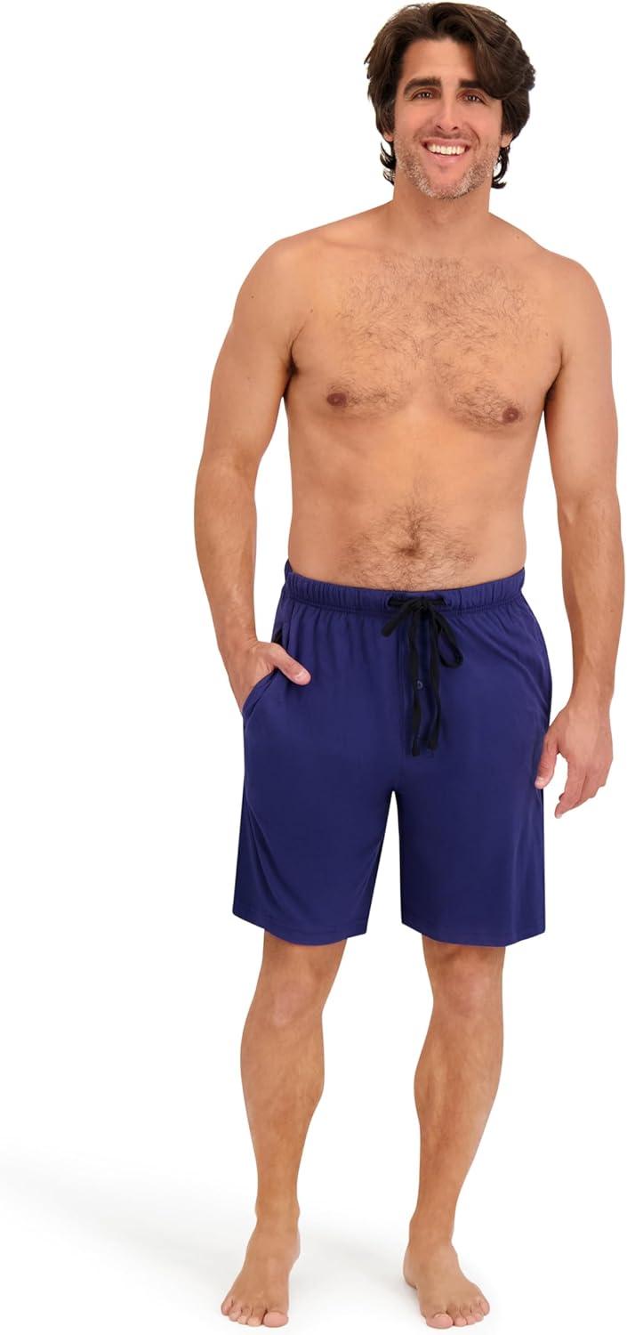 imageHanes Mens Sleep Shorts 2 Pack Cotton 75 Inseam Athletic Pajamas Soft Loungewear Pantalones CortosBlackDark Blue