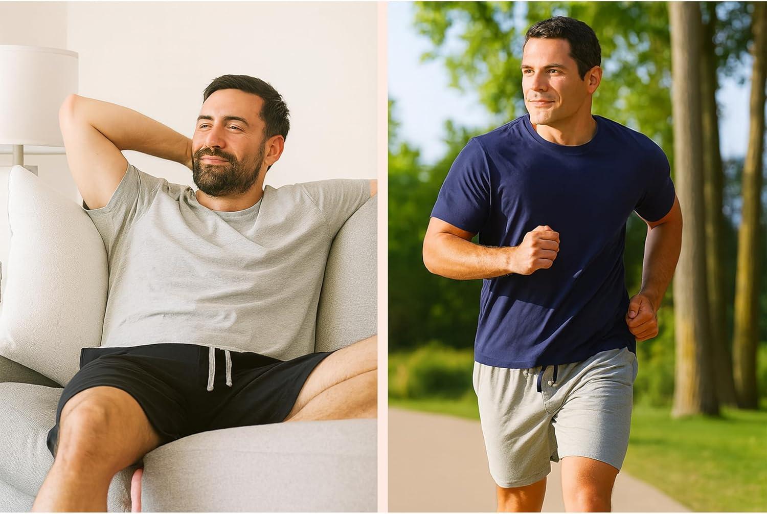 imageHanes Mens Sleep Shorts 2 Pack Cotton 75 Inseam Athletic Pajamas Soft Loungewear Pantalones CortosHeather GrayNavy