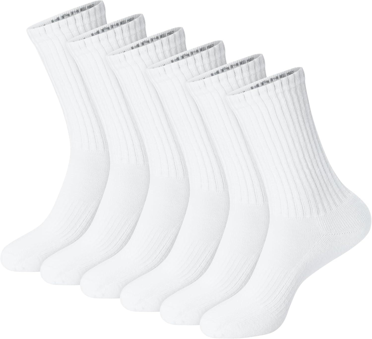 imageHanes Unisex Plain White Socks Pack or Plain Black Socks Pack Mens Womens amp Teen Sizes Crew and Ankle 6PacksWhite