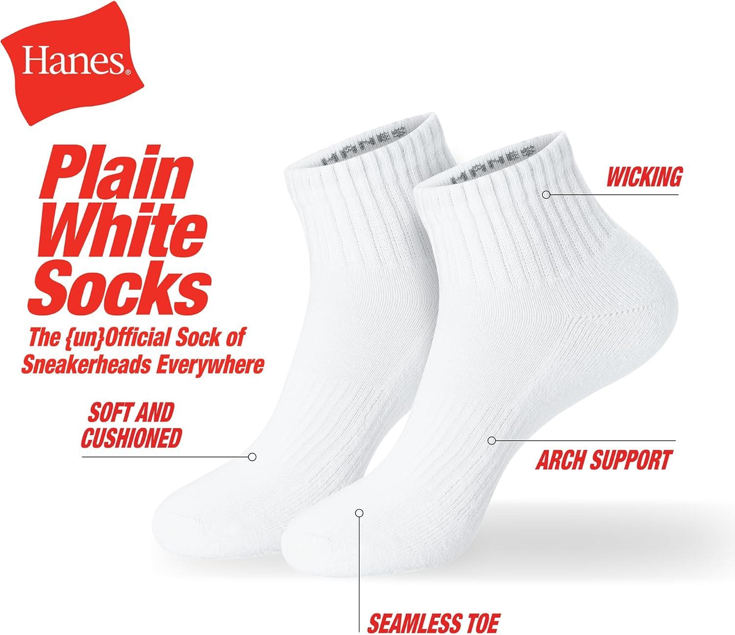 imageHanes Unisex Plain White Socks Pack or Plain Black Socks Pack Mens Womens amp Teen Sizes Crew and Ankle 6PacksWhite