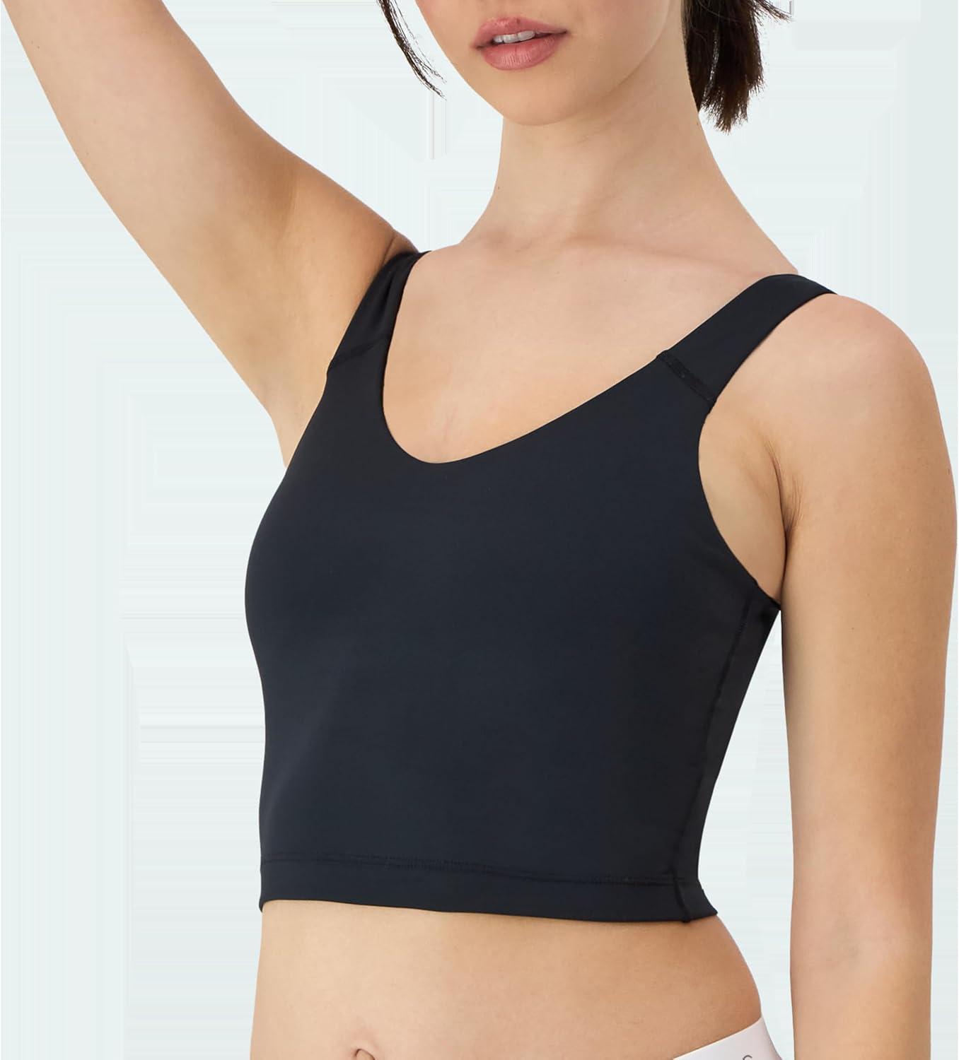 imageHanes Womens Moves Crop Bralette VNeck Cropped Pullover Builtin Shelf Bra Odor ControlBlack