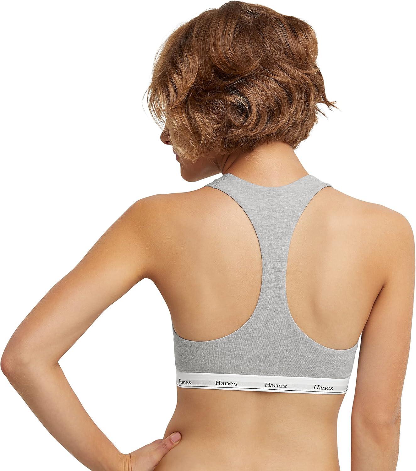 imageHanes Womens Originals Racerback Bralette Pack Breathable Stretch Cotton Bras 2PackBlackConcrete Heather