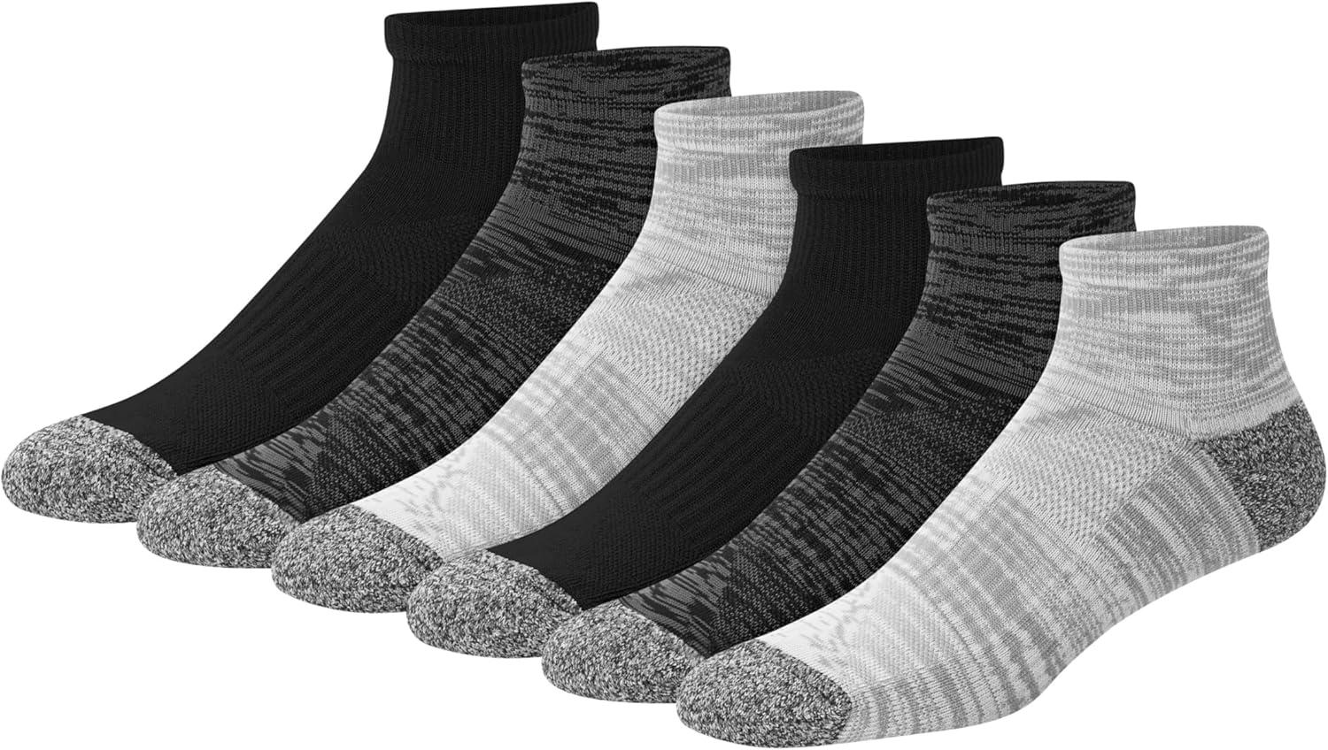 imageHanes mens Moves Performance Socks Moisturewicking Ankle amp Lowcut Socks Breathable Mesh Panels 6packBlack AssortmentBlack