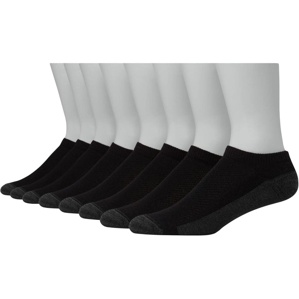 imageHanes Mens Max Cushion Low Cut Socks 6 8 and 12 Pair Pack White and BlackBlack  8 Pair Pack