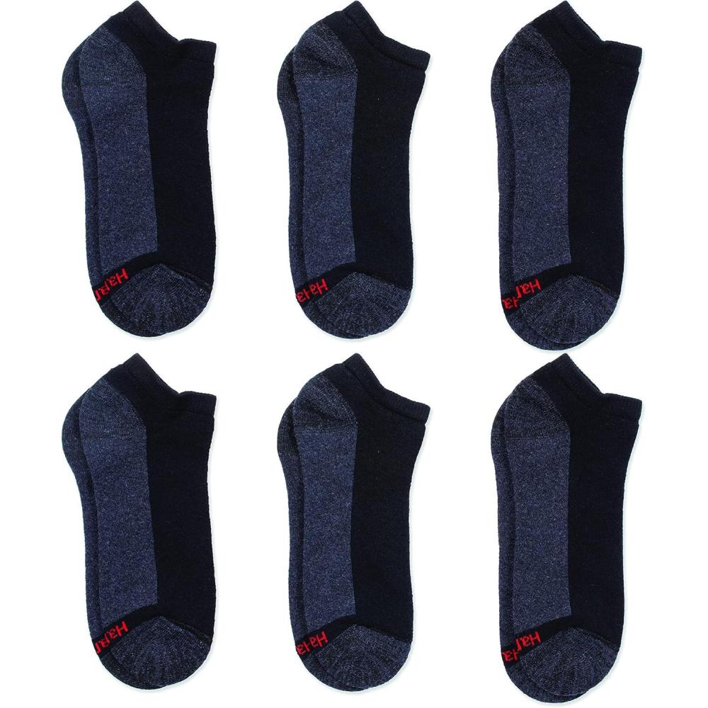 imageHanes Mens Max Cushion Low Cut Socks 6 8 and 12 Pair Pack White and BlackBlackGrey  6 Pair Pack