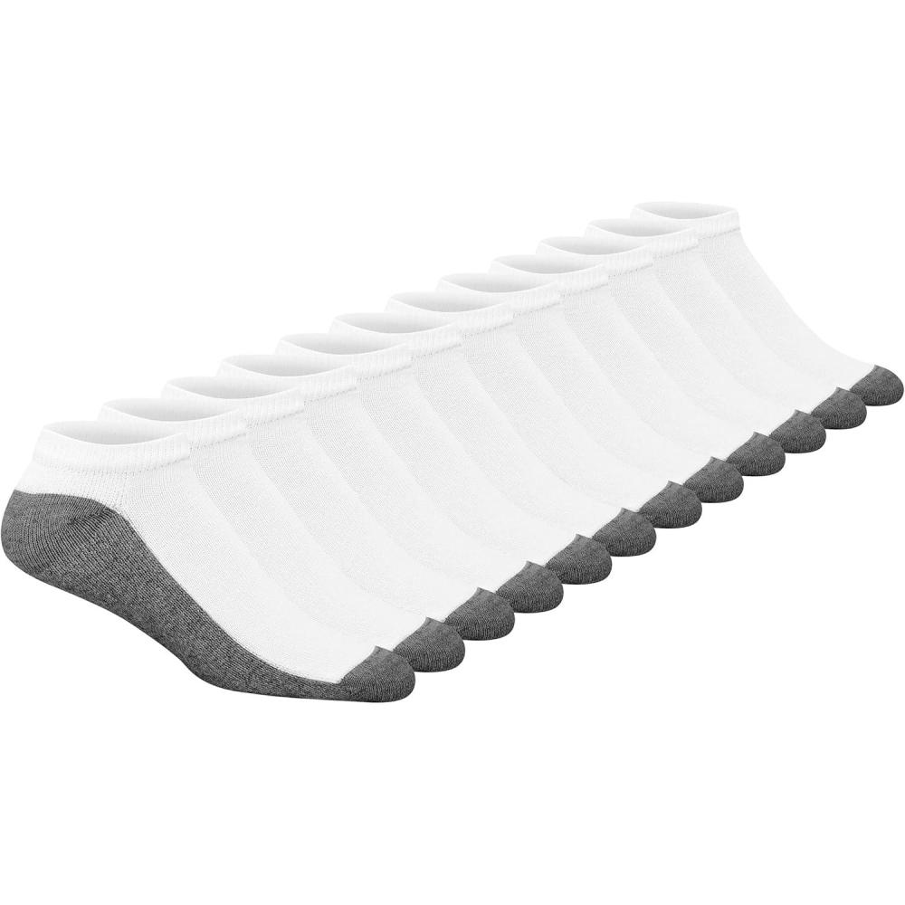 imageHanes Mens Max Cushion Low Cut Socks 6 8 and 12 Pair Pack White and BlackWhite  12 Pair Pack