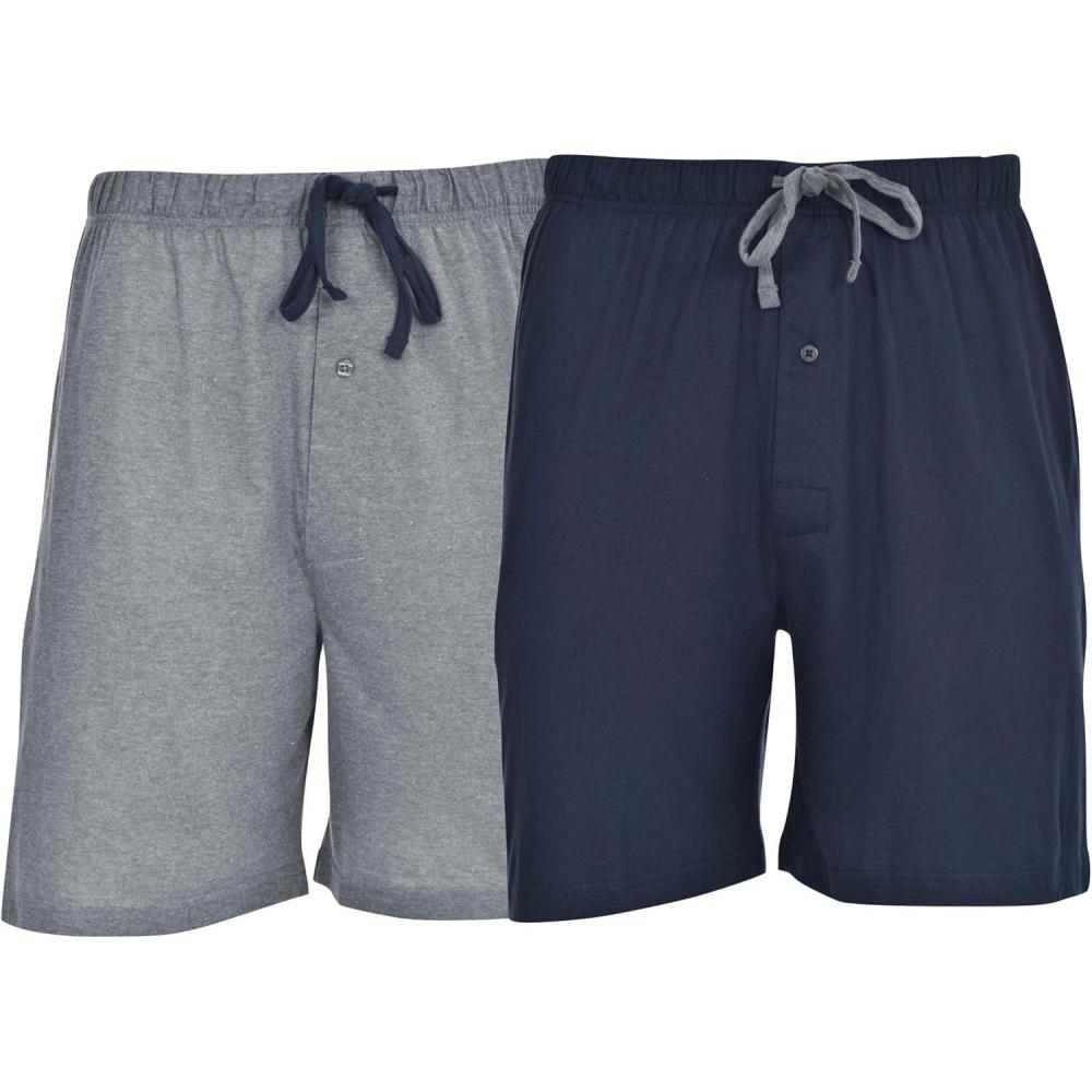 imageHanes Mens Sleep Shorts 2 Pack  Cotton 75 Inseam Athletic Pajamas Soft Loungewear Pantalones CortosHeather GrayNavy