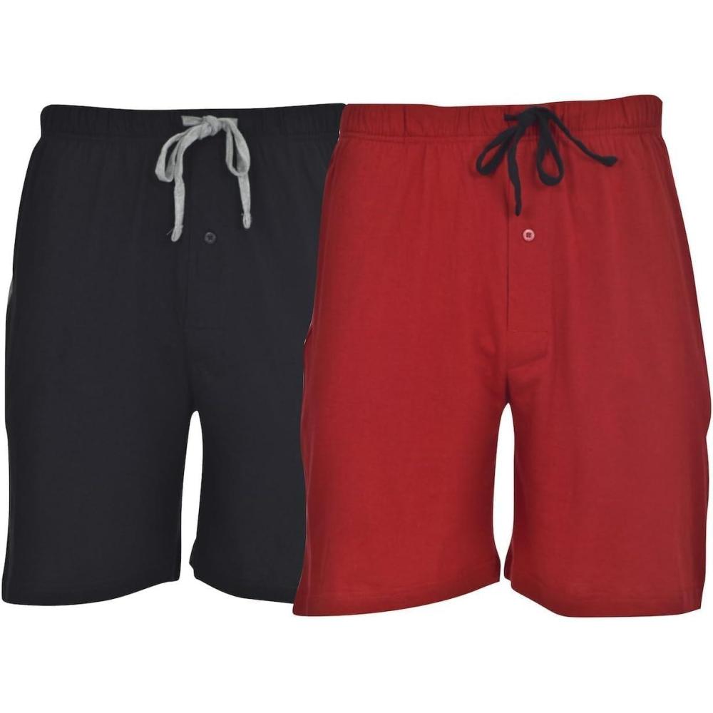 imageHanes Mens Sleep Shorts 2 Pack  Cotton 75 Inseam Athletic Pajamas Soft Loungewear Pantalones CortosRedBlack