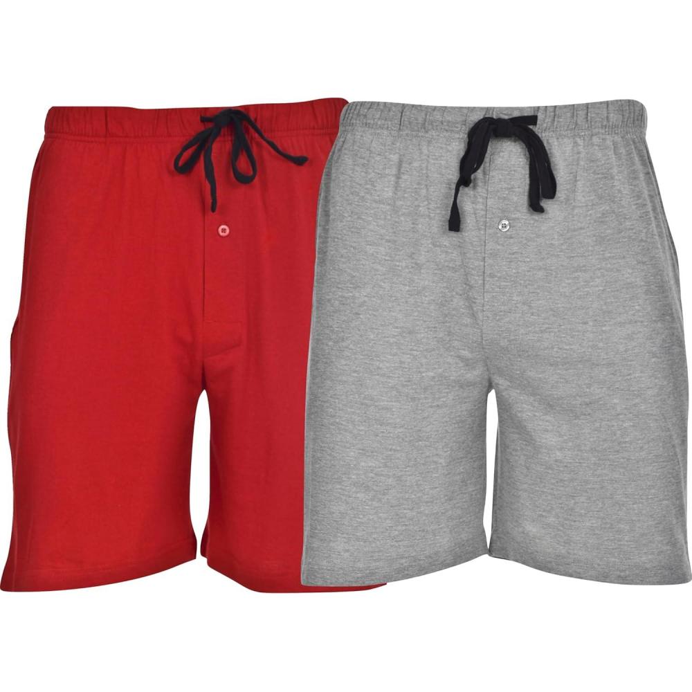 imageHanes Mens Sleep Shorts 2 Pack  Cotton 75 Inseam Athletic Pajamas Soft Loungewear Pantalones CortosRedGrey Heather