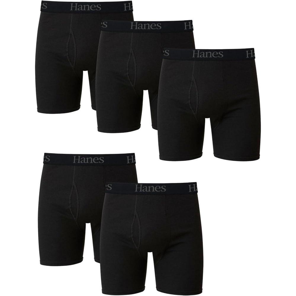 imageHanes Mens Underwear Boxer Briefs Pack Moisturewicking Underwear for Men Breathable Cool amp Breathable CottonBlack