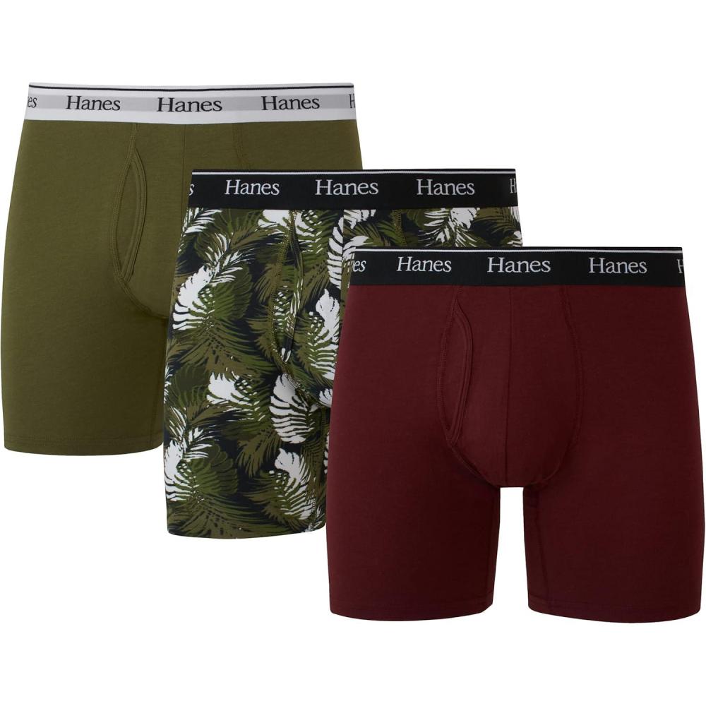 imageHanes Originals Mens Boxer Briefs amp Trunks Stretch Cotton MoistureWicking Underwear Modern Fit Low Rise MultipacksRegular Leg  MaroonCargo Olive  3 Pack