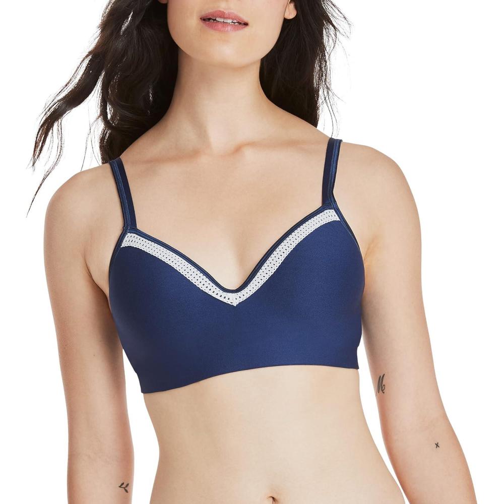 imageHanes Womens SmoothTec ComfortFlex Fit Wirefree Bra MHG199In the NavySterling Grey