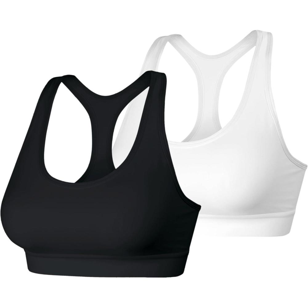 imageHanes Womens Sport Compression Racerback SportsBraBlackWhite 2 Pack