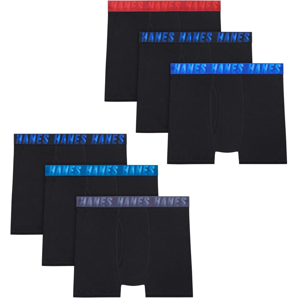 imageHanes boys Moves Breathable Boxer Brief Underwear Performance Stretch Boxer Briefs for Boys Moisturewicking 6pkBlack