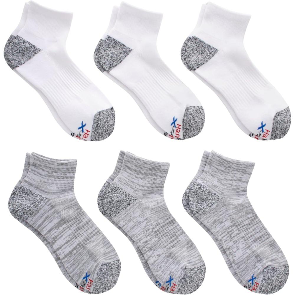 imageHanes mens Moves Performance Socks Moisturewicking Ankle amp Lowcut Socks Breathable Mesh Panels 6packWhiteGrey