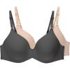 imageHanes Womens Invisible Look Underwire Adjustable TShirt Bra 2 PackBlackSoft Taupe