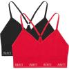 imageHanes Womens Moves Seamless Triangle Wireless Bra 360 Flex Light Support Pullover Bra Odor Control 2PackBlackGlimmer Red